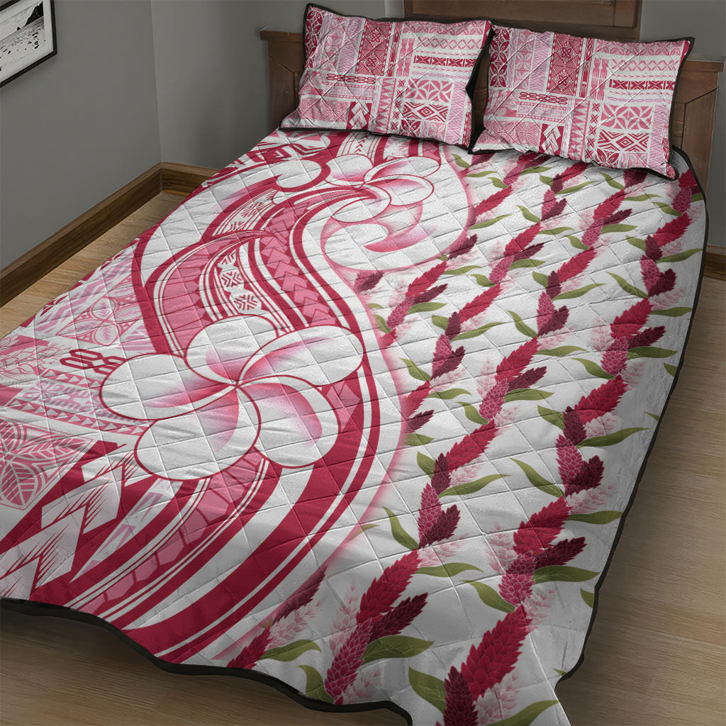 Samoa Teuila Quilt Bed Set White Samoan Siapo Motifs