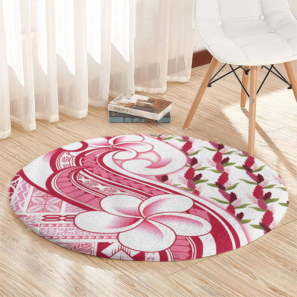 Samoa Teuila Round Carpet White Samoan Siapo Motifs
