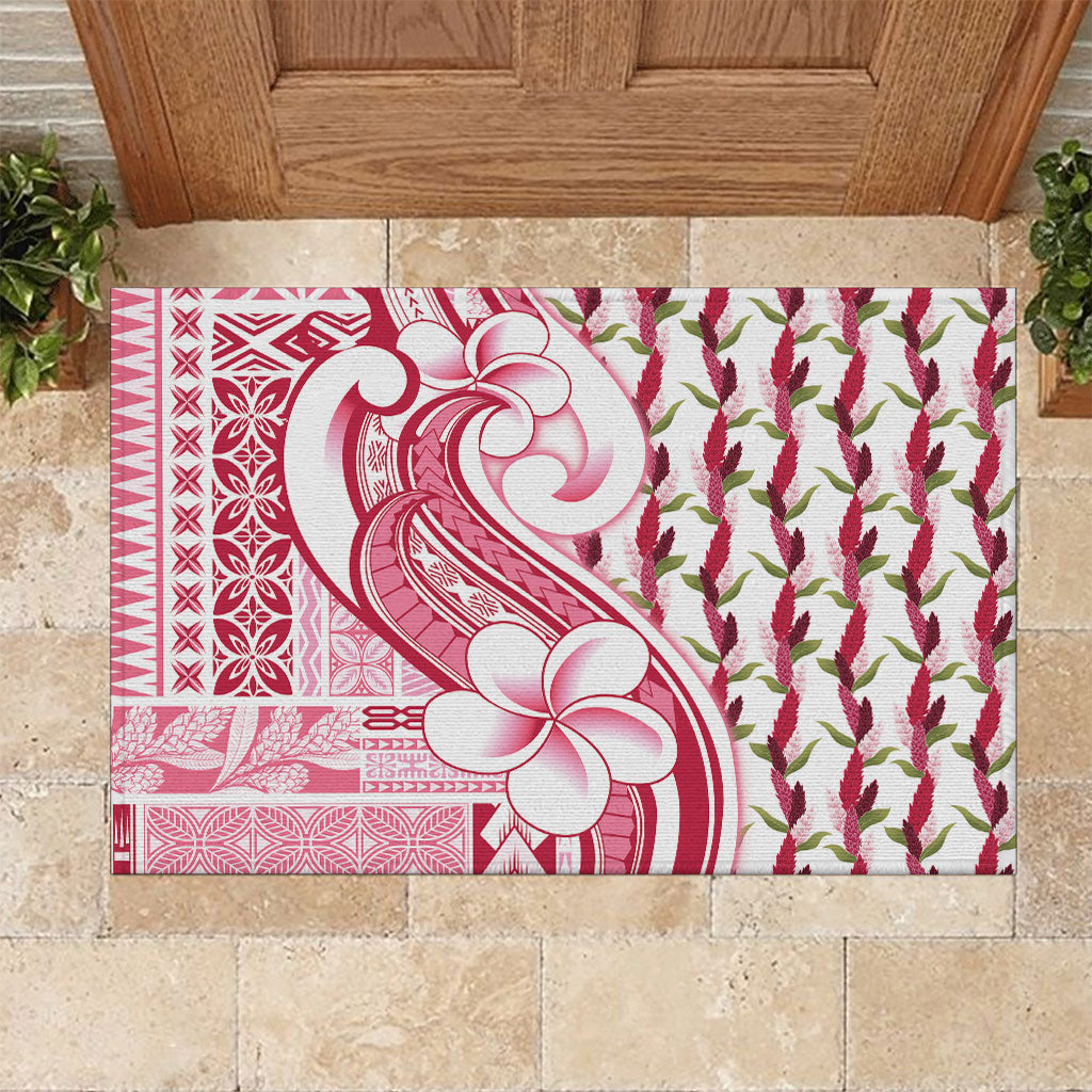 Samoa Teuila Rubber Doormat White Samoan Siapo Motifs