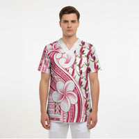 Samoa Teuila Scrub Top White Samoan Siapo Motifs