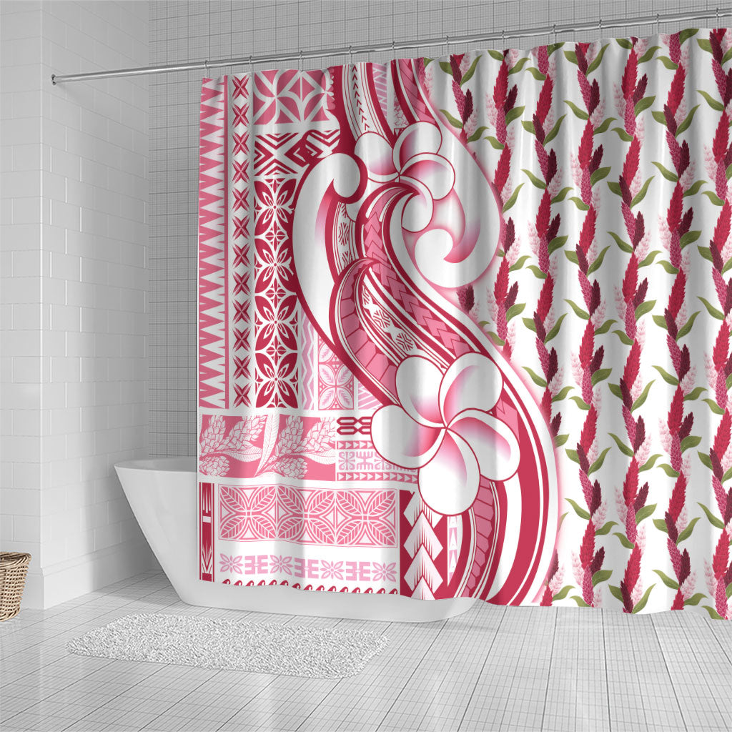 Samoa Teuila Shower Curtain White Samoan Siapo Motifs