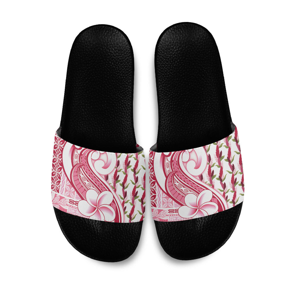 Samoa Teuila Slide Sandals White Samoan Siapo Motifs LT05 White - Polynesian Pride