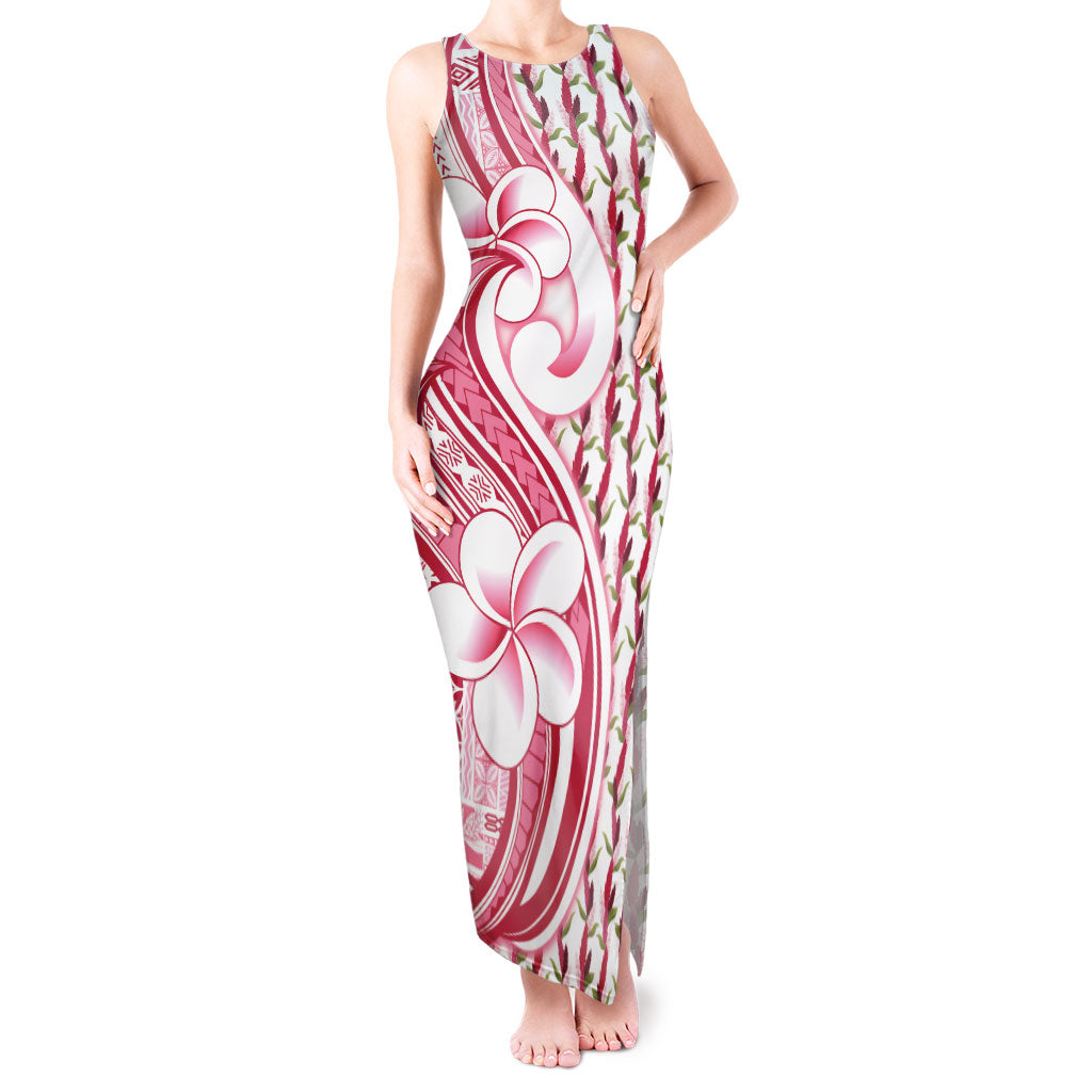 Samoa Teuila Tank Maxi Dress White Samoan Siapo Motifs