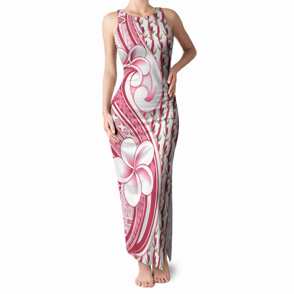 Samoa Teuila Tank Maxi Dress White Samoan Siapo Motifs LT05 Women White - Polynesian Pride