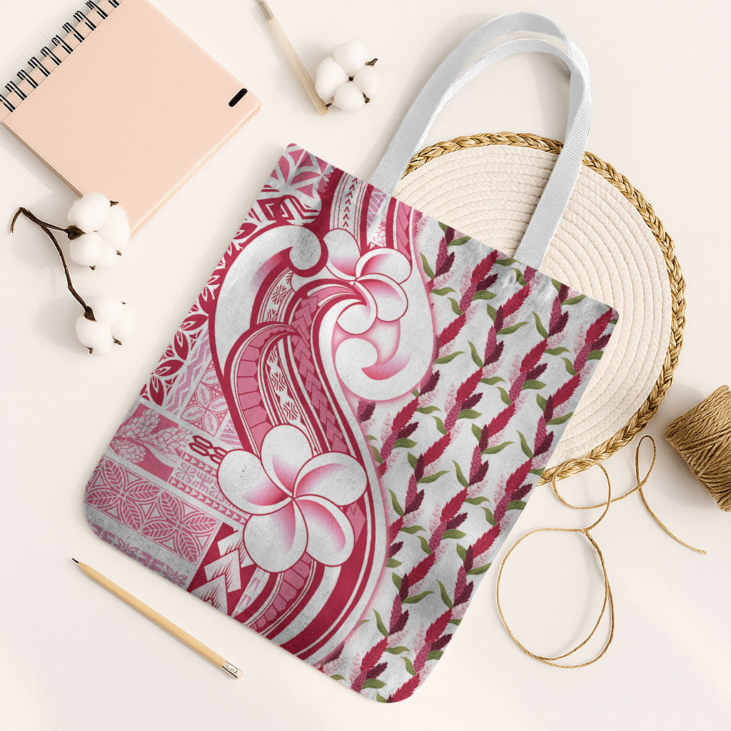 Samoa Teuila Tote Bag White Samoan Siapo Motifs