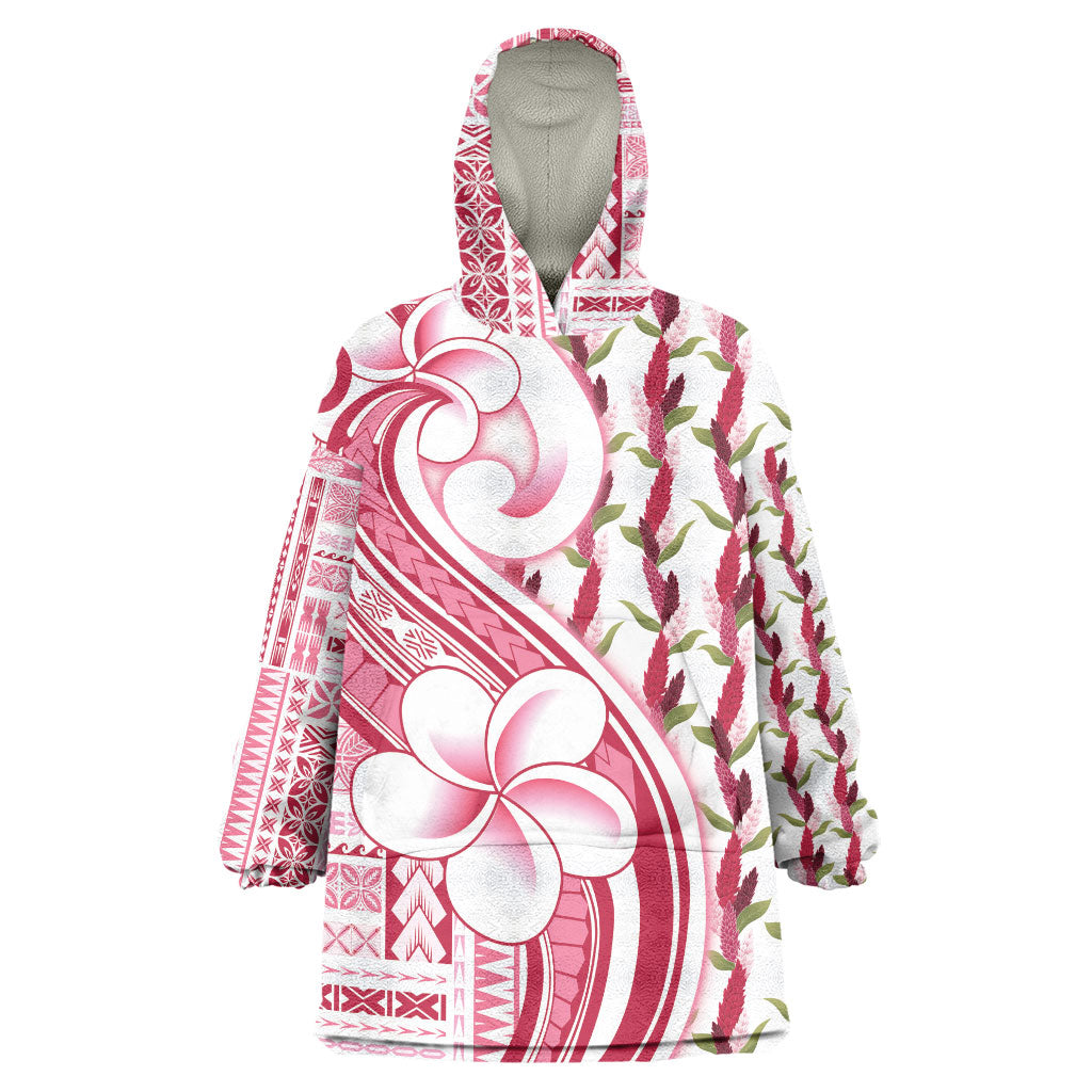 Samoa Teuila Wearable Blanket Hoodie White Samoan Siapo Motifs LT05 One Size White - Polynesian Pride