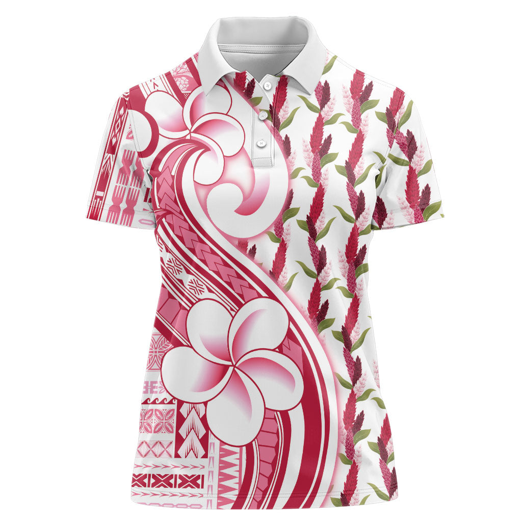Samoa Teuila Women Polo Shirt White Samoan Siapo Motifs LT05 Female White - Polynesian Pride