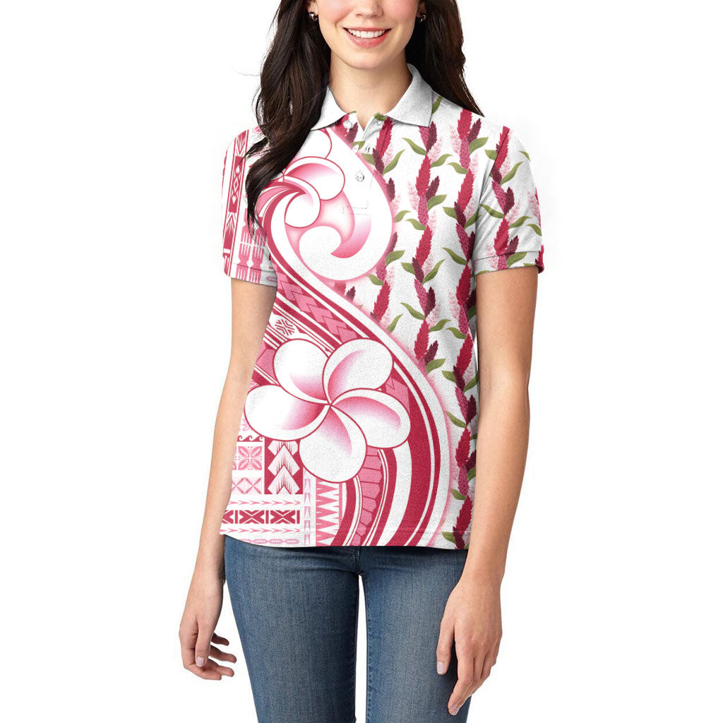 Samoa Teuila Women Polo Shirt White Samoan Siapo Motifs