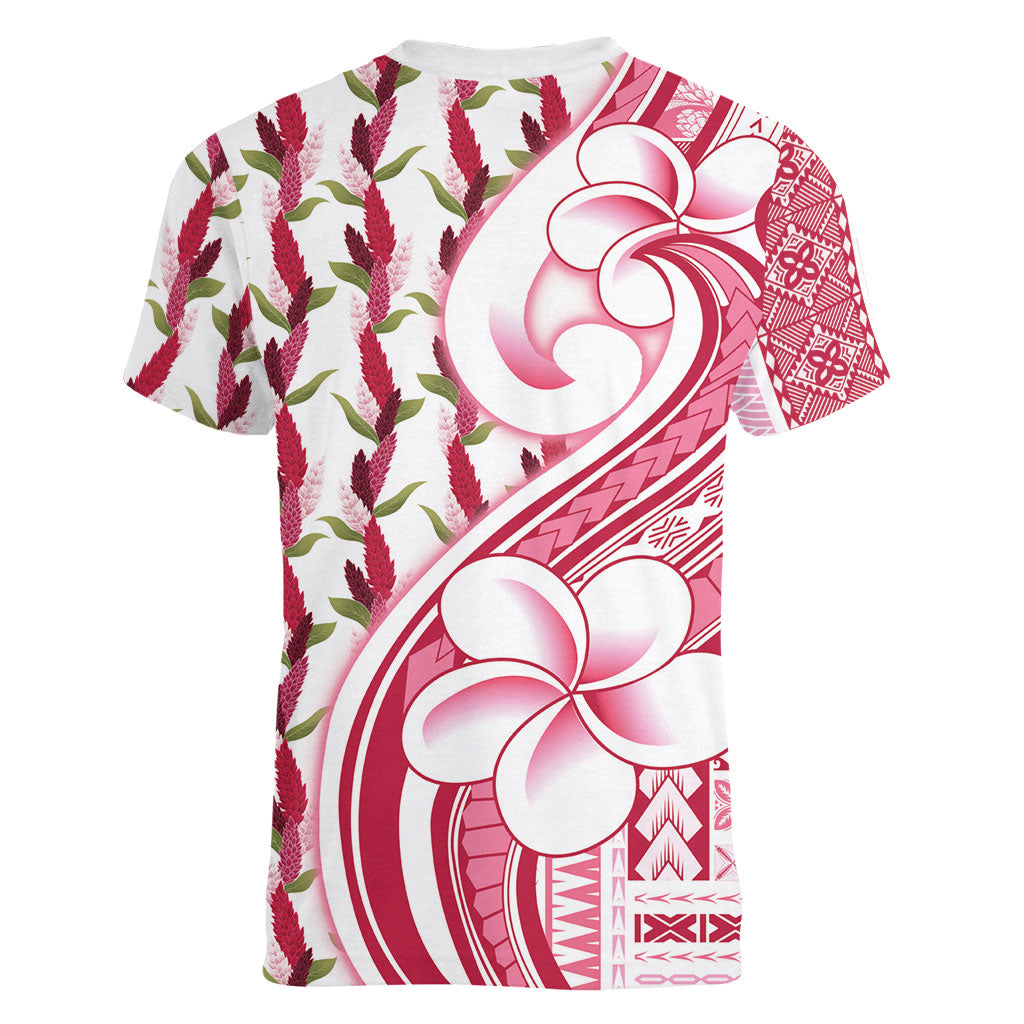 Samoa Teuila Women V-Neck T-Shirt White Samoan Siapo Motifs