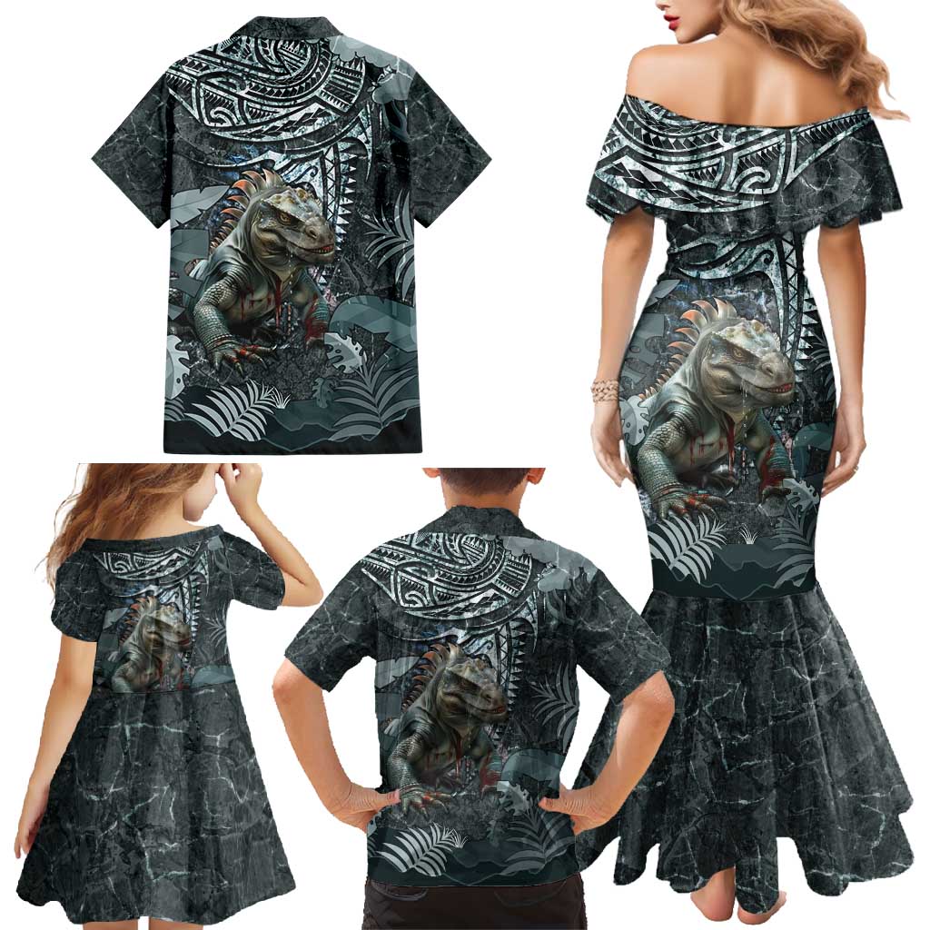 Hawaii Mo'o Lizard God Family Matching Mermaid Dress and Hawaiian Shirt Polynesian Style LT05 - Polynesian Pride
