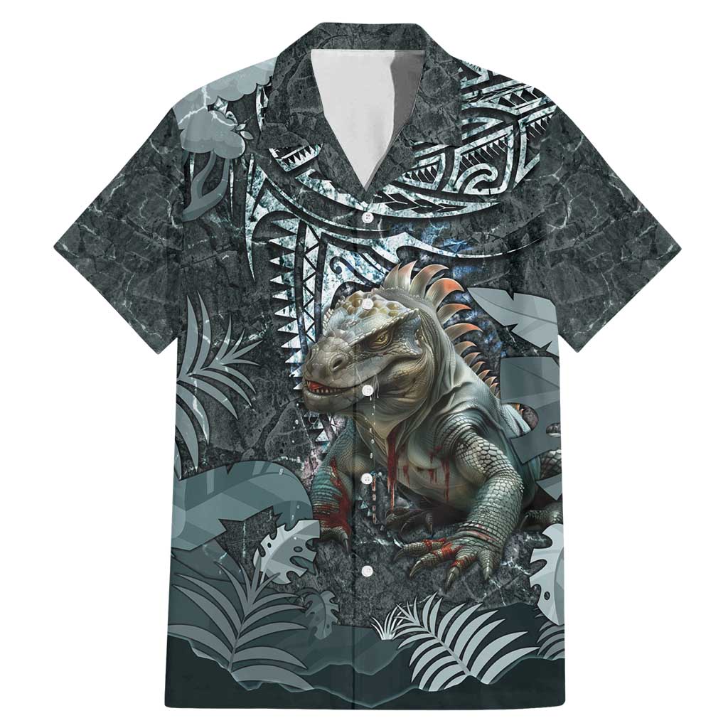 Hawaii Mo'o Lizard God Family Matching Mermaid Dress and Hawaiian Shirt Polynesian Style LT05 Dad's Shirt - Short Sleeve Green - Polynesian Pride