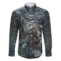 Hawaii Mo'o Lizard God Family Matching Mermaid Dress and Hawaiian Shirt Polynesian Style LT05 Dad's Shirt - Long Sleeve Green - Polynesian Pride