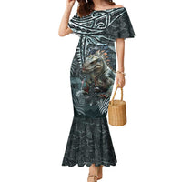 Hawaii Mo'o Lizard God Family Matching Mermaid Dress and Hawaiian Shirt Polynesian Style LT05 Mom's Dress Green - Polynesian Pride