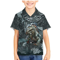 Hawaii Mo'o Lizard God Family Matching Mermaid Dress and Hawaiian Shirt Polynesian Style LT05 Son's Shirt Green - Polynesian Pride