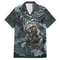 Hawaii Mo'o Lizard God Family Matching Off The Shoulder Long Sleeve Dress and Hawaiian Shirt Polynesian Style LT05 Dad's Shirt - Short Sleeve Green - Polynesian Pride