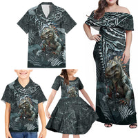 Hawaii Mo'o Lizard God Family Matching Off Shoulder Maxi Dress and Hawaiian Shirt Polynesian Style LT05 - Polynesian Pride