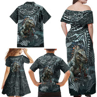 Hawaii Mo'o Lizard God Family Matching Off Shoulder Maxi Dress and Hawaiian Shirt Polynesian Style LT05 - Polynesian Pride