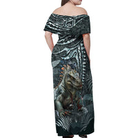 Hawaii Mo'o Lizard God Family Matching Off Shoulder Maxi Dress and Hawaiian Shirt Polynesian Style LT05 - Polynesian Pride