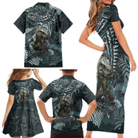 Hawaii Mo'o Lizard God Family Matching Short Sleeve Bodycon Dress and Hawaiian Shirt Polynesian Style LT05 - Polynesian Pride