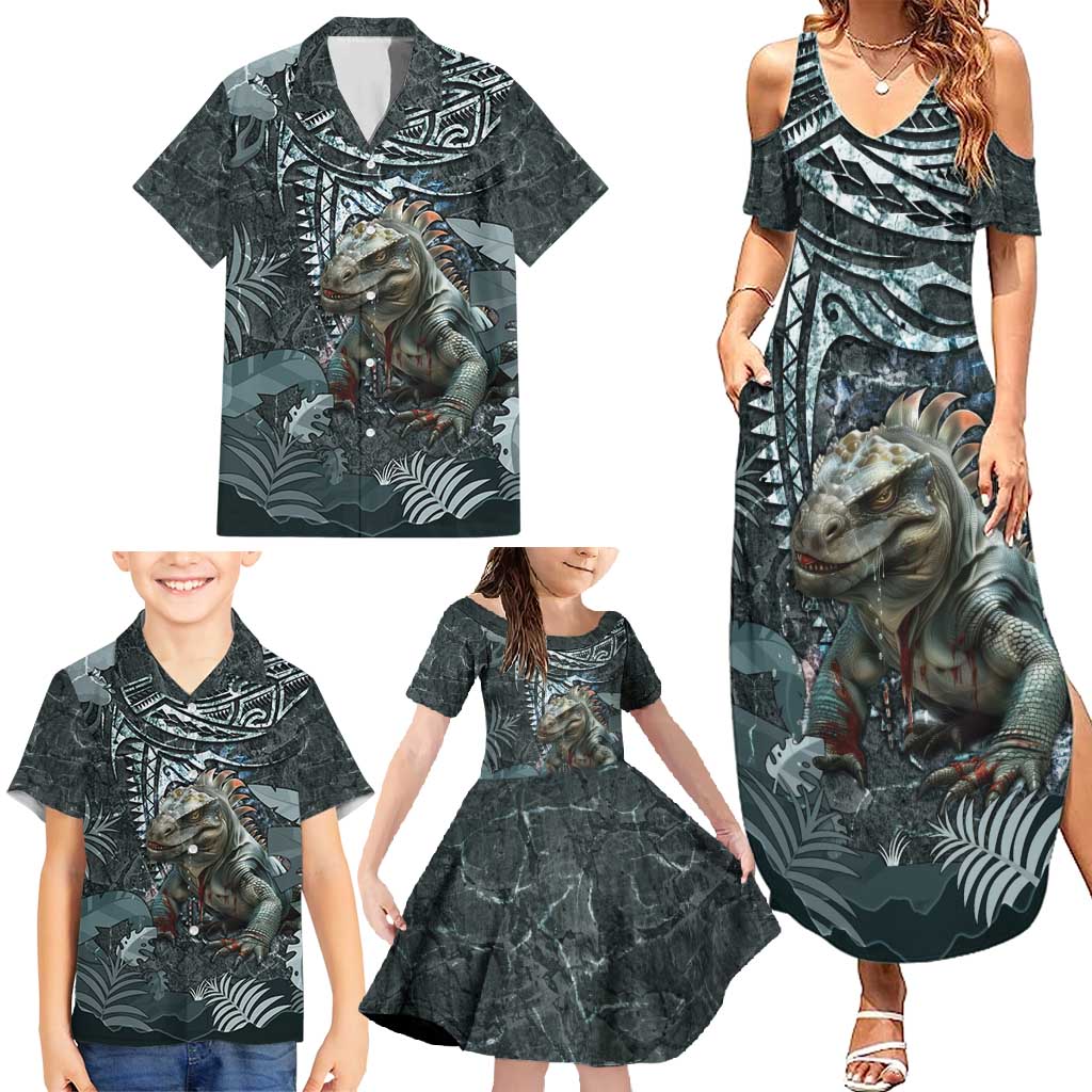 Hawaii Mo'o Lizard God Family Matching Summer Maxi Dress and Hawaiian Shirt Polynesian Style LT05 - Polynesian Pride