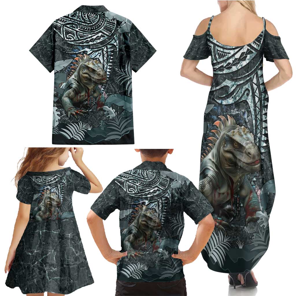 Hawaii Mo'o Lizard God Family Matching Summer Maxi Dress and Hawaiian Shirt Polynesian Style LT05 - Polynesian Pride