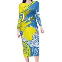 Palau Independence Day Family Matching Long Sleeve Bodycon Dress and Hawaiian Shirt Happy 30th Anniversary LT05 Mom's Dress Blue - Polynesian Pride