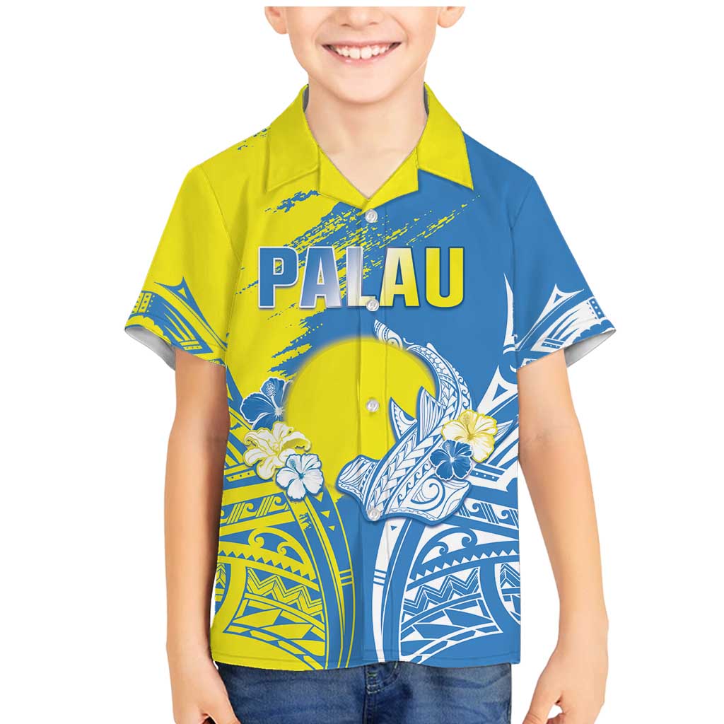 Palau Independence Day Family Matching Mermaid Dress and Hawaiian Shirt Happy 30th Anniversary LT05 Son's Shirt Blue - Polynesian Pride