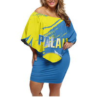 Palau Independence Day Family Matching Off Shoulder Short Dress and Hawaiian Shirt Happy 30th Anniversary LT05 Mom's Dress Blue - Polynesian Pride
