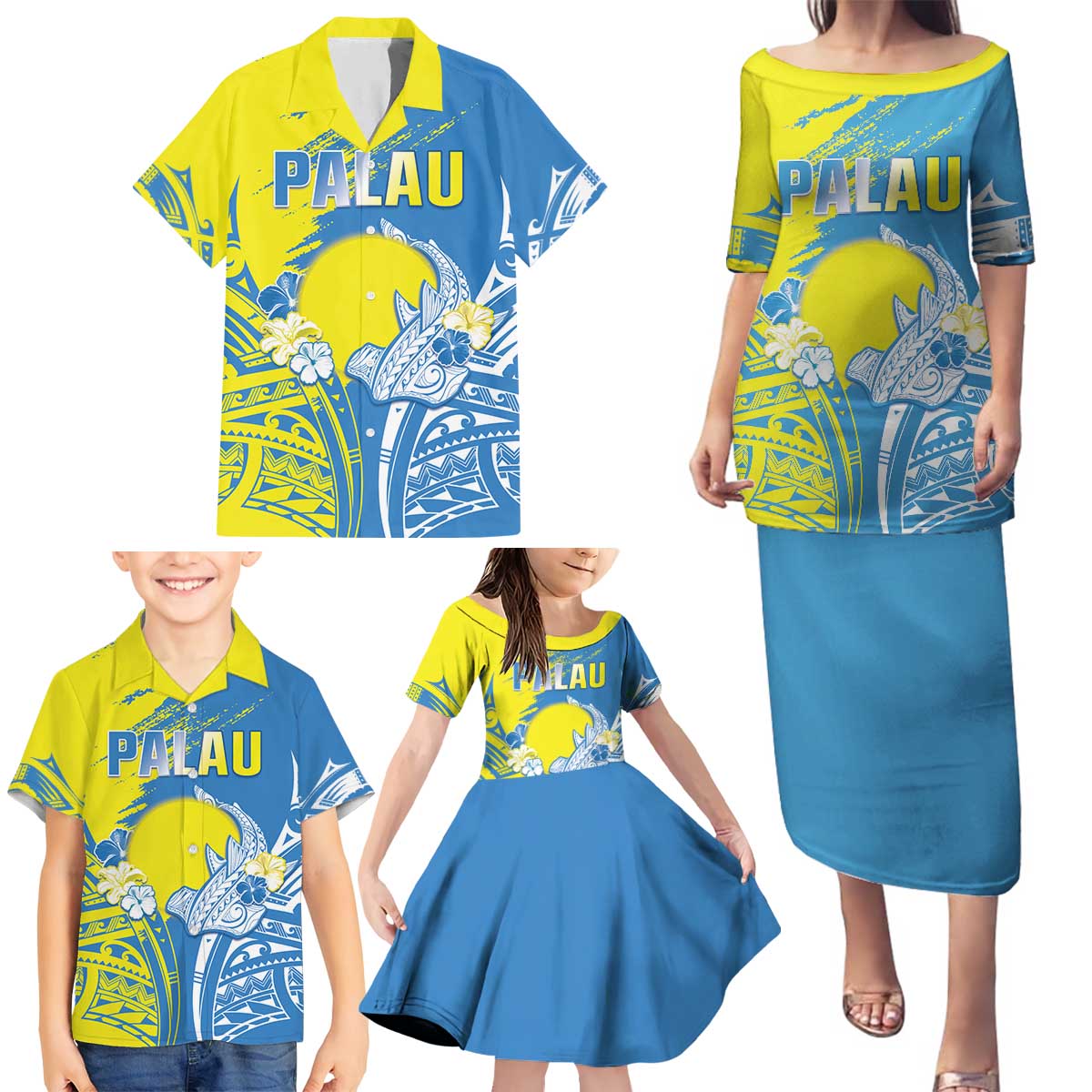 Palau Independence Day Family Matching Puletasi and Hawaiian Shirt Happy 30th Anniversary LT05 - Polynesian Pride