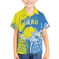 Palau Independence Day Family Matching Puletasi and Hawaiian Shirt Happy 30th Anniversary LT05 Son's Shirt Blue - Polynesian Pride