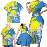 Palau Independence Day Family Matching Short Sleeve Bodycon Dress and Hawaiian Shirt Happy 30th Anniversary LT05 - Polynesian Pride