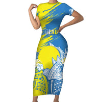 Palau Independence Day Family Matching Short Sleeve Bodycon Dress and Hawaiian Shirt Happy 30th Anniversary LT05 Mom's Dress Blue - Polynesian Pride