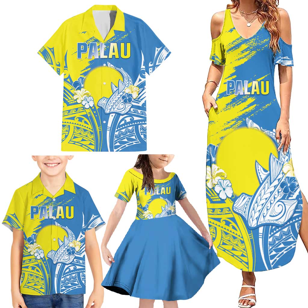 Palau Independence Day Family Matching Summer Maxi Dress and Hawaiian Shirt Happy 30th Anniversary LT05 - Polynesian Pride