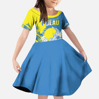 Palau Independence Day Family Matching Tank Maxi Dress and Hawaiian Shirt Happy 30th Anniversary LT05 Daughter's Dress Blue - Polynesian Pride