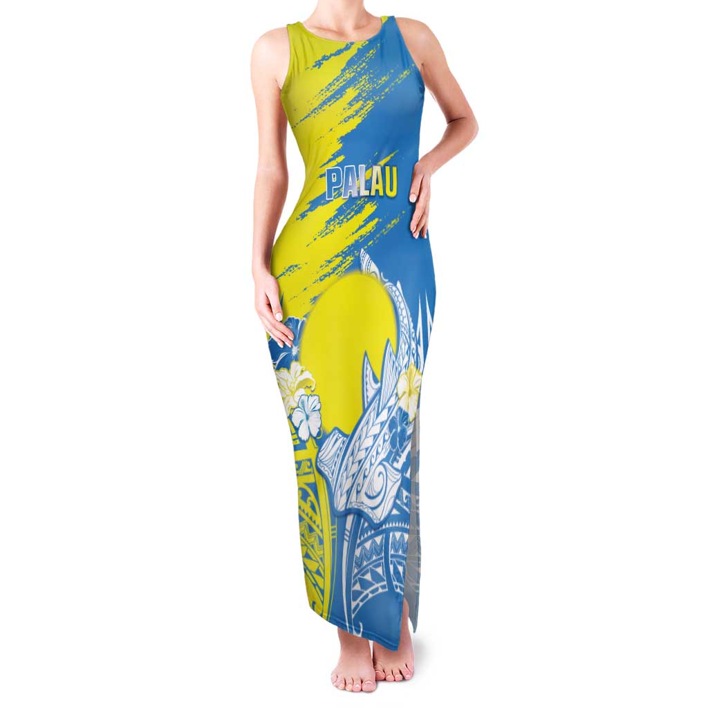 Palau Independence Day Family Matching Tank Maxi Dress and Hawaiian Shirt Happy 30th Anniversary LT05 Mom's Dress Blue - Polynesian Pride