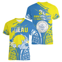 Palau Independence Day Women V-Neck T-Shirt Happy 30th Anniversary