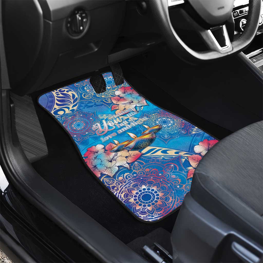 Happy Diwali Festival Car Mats Diya Lamp Rangoli With Polynesian Pattern
