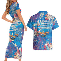 Happy Diwali Festival Couples Matching Short Sleeve Bodycon Dress and Hawaiian Shirt Diya Lamp Rangoli With Polynesian Pattern LT05 - Polynesian Pride