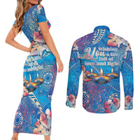 Happy Diwali Festival Couples Matching Short Sleeve Bodycon Dress and Long Sleeve Button Shirt Diya Lamp Rangoli With Polynesian Pattern LT05 - Polynesian Pride