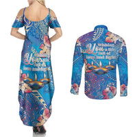 Happy Diwali Festival Couples Matching Summer Maxi Dress and Long Sleeve Button Shirt Diya Lamp Rangoli With Polynesian Pattern LT05 - Polynesian Pride