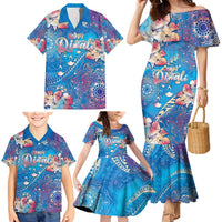 Happy Diwali Festival Family Matching Mermaid Dress and Hawaiian Shirt Diya Lamp Rangoli With Polynesian Pattern LT05 - Polynesian Pride