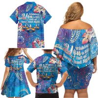 Happy Diwali Festival Family Matching Off Shoulder Short Dress and Hawaiian Shirt Diya Lamp Rangoli With Polynesian Pattern LT05 - Polynesian Pride