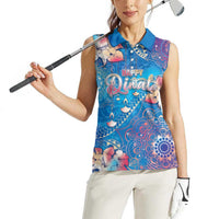 Happy Diwali Festival Women Sleeveless Polo Shirt Diya Lamp Rangoli With Polynesian Pattern LT05 - Polynesian Pride
