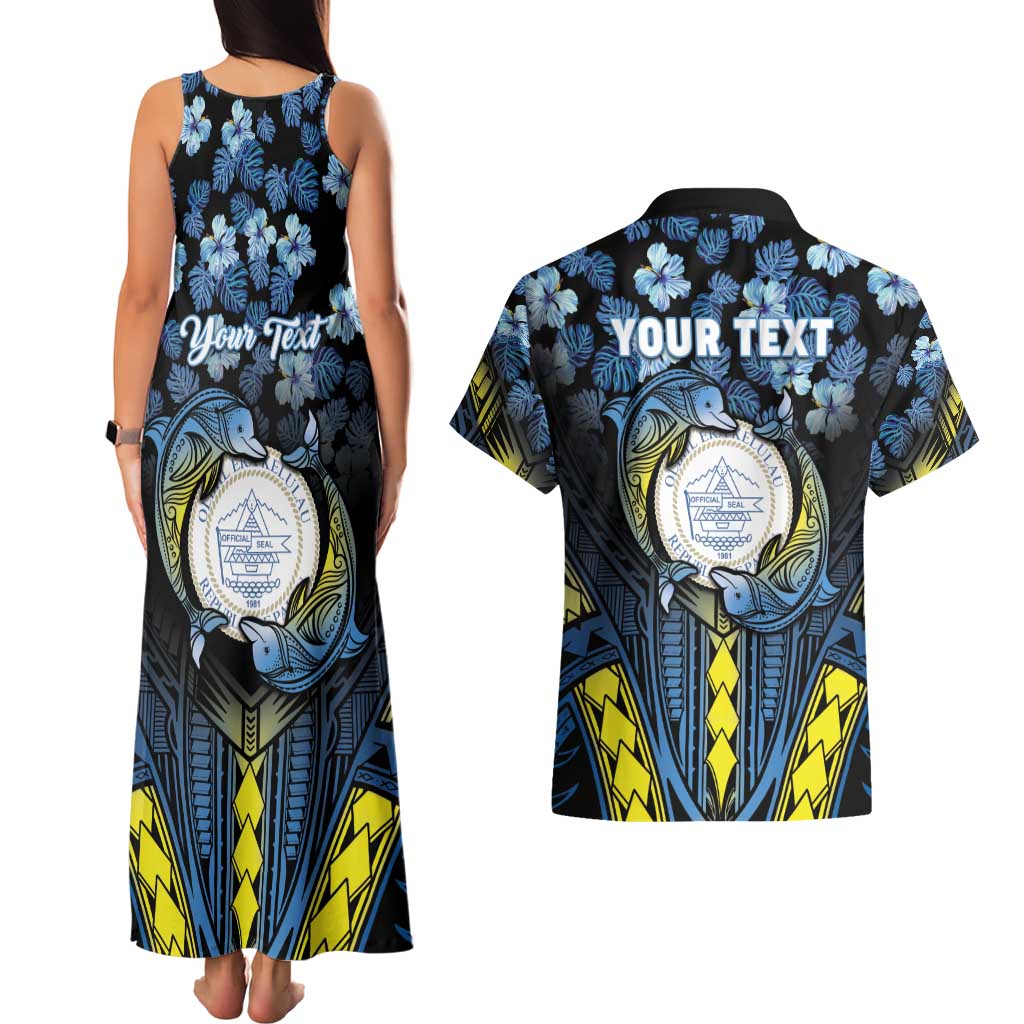 Personalised Palau Couples Matching Tank Maxi Dress and Hawaiian Shirt Polynesian Dolphin Tropical Hibiscus Style LT05 - Polynesian Pride