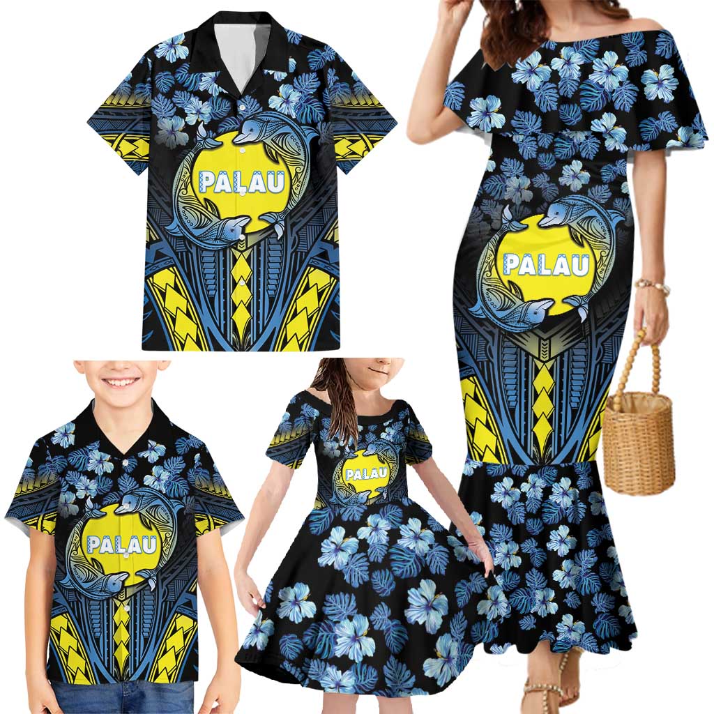 Personalised Palau Family Matching Mermaid Dress and Hawaiian Shirt Polynesian Dolphin Tropical Hibiscus Style LT05 - Polynesian Pride