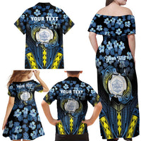 Personalised Palau Family Matching Off Shoulder Maxi Dress and Hawaiian Shirt Polynesian Dolphin Tropical Hibiscus Style LT05 - Polynesian Pride