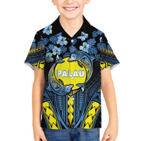 Personalised Palau Family Matching Off Shoulder Maxi Dress and Hawaiian Shirt Polynesian Dolphin Tropical Hibiscus Style LT05 Son's Shirt Black - Polynesian Pride