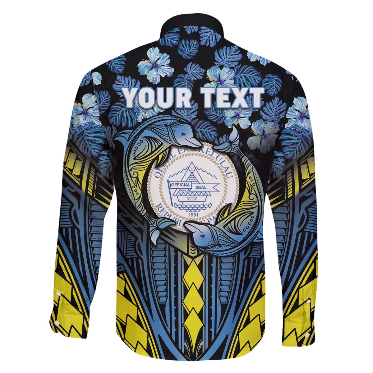 Personalised Palau Family Matching Off Shoulder Short Dress and Hawaiian Shirt Polynesian Dolphin Tropical Hibiscus Style LT05 - Polynesian Pride