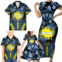 Personalised Palau Family Matching Short Sleeve Bodycon Dress and Hawaiian Shirt Polynesian Dolphin Tropical Hibiscus Style LT05 - Polynesian Pride