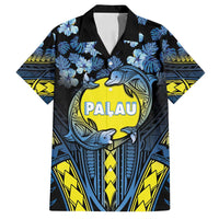 Personalised Palau Family Matching Tank Maxi Dress and Hawaiian Shirt Polynesian Dolphin Tropical Hibiscus Style LT05 Dad's Shirt - Short Sleeve Black - Polynesian Pride
